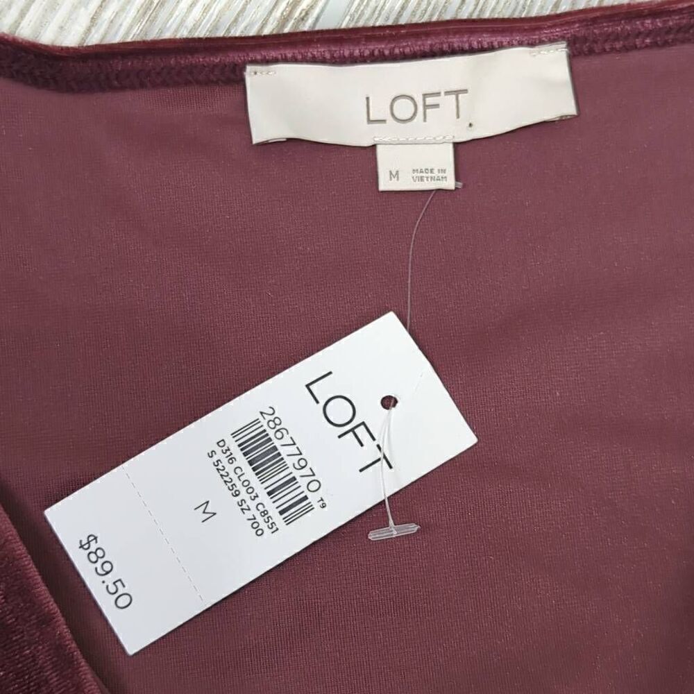 NWT Ann Taylor LOFT $90 Women's Velvet Knot Wrap Dress, Plum Preserve Size M - Picture 6 of 8
